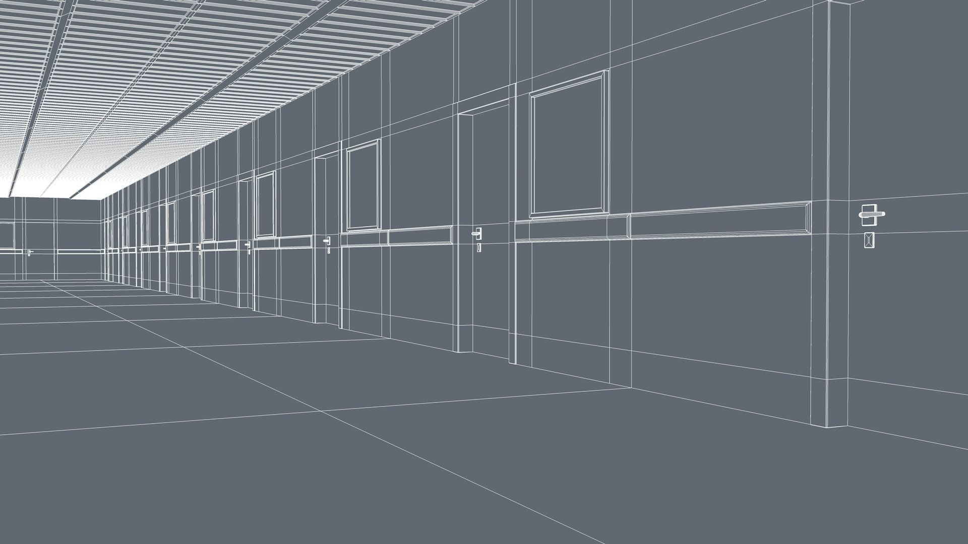  Hospital Hallway Corridor 3D model_8