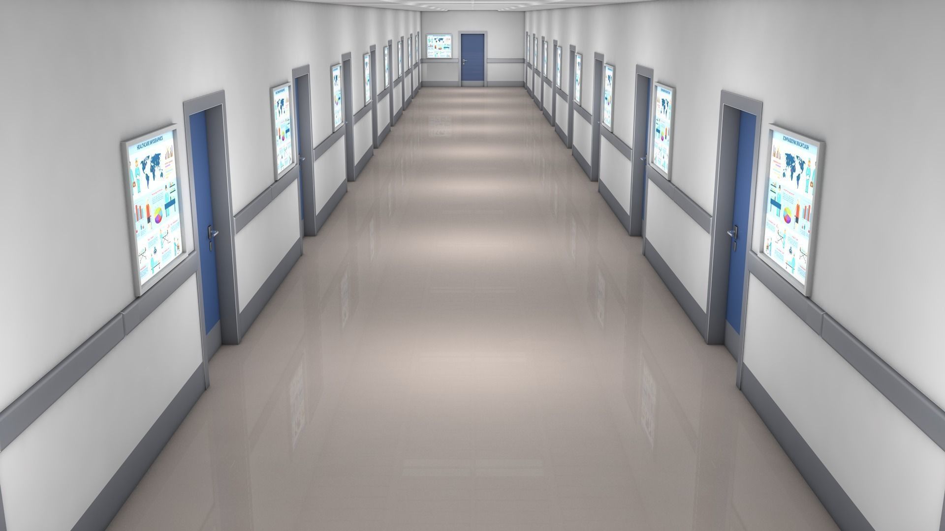  Hospital Hallway Corridor 3D model_1