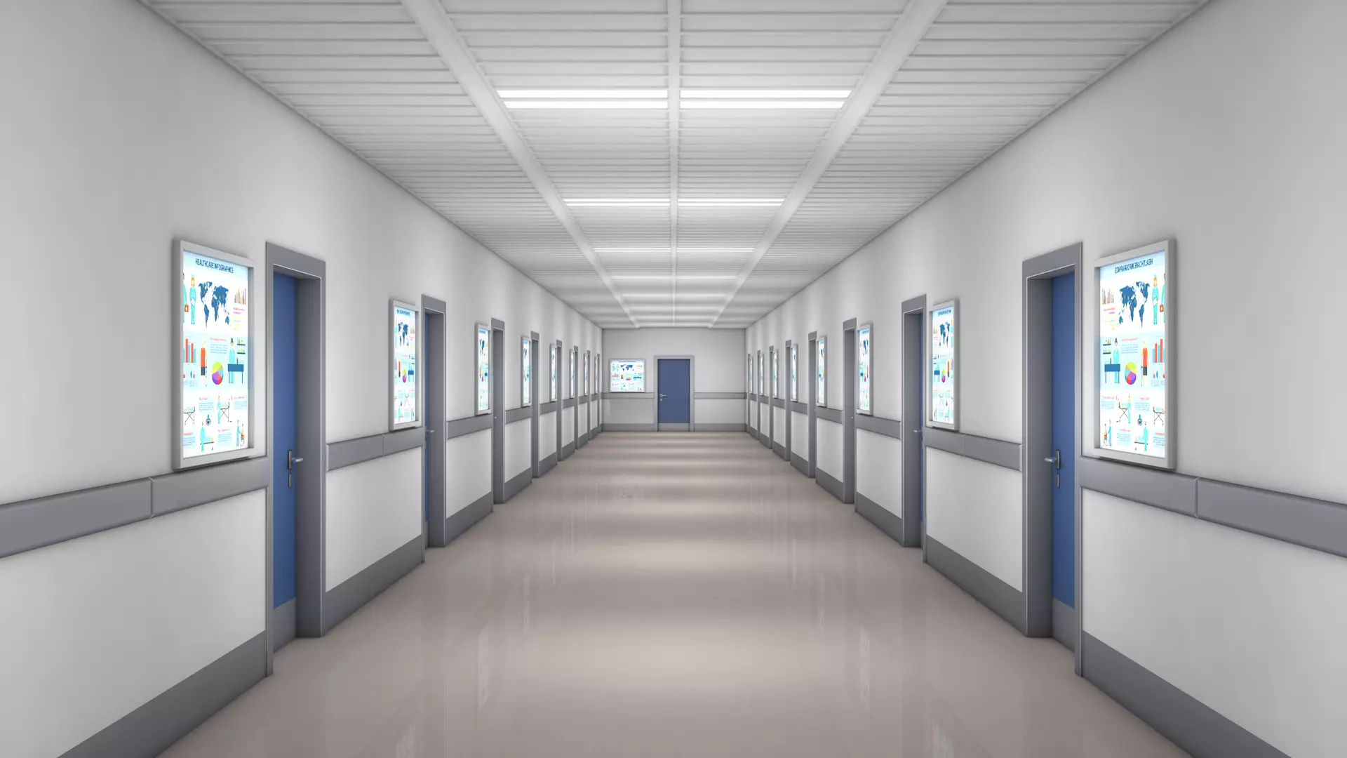  Hospital Hallway Corridor 3D model_0