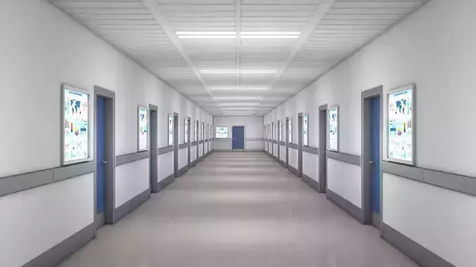  Hospital Hallway Corridor 3D model