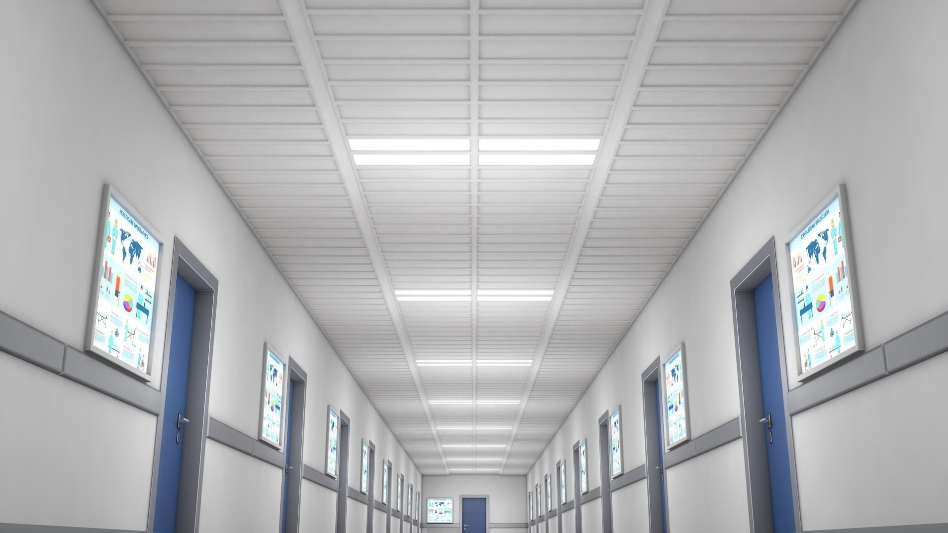  Hospital Hallway Corridor 3D model_2