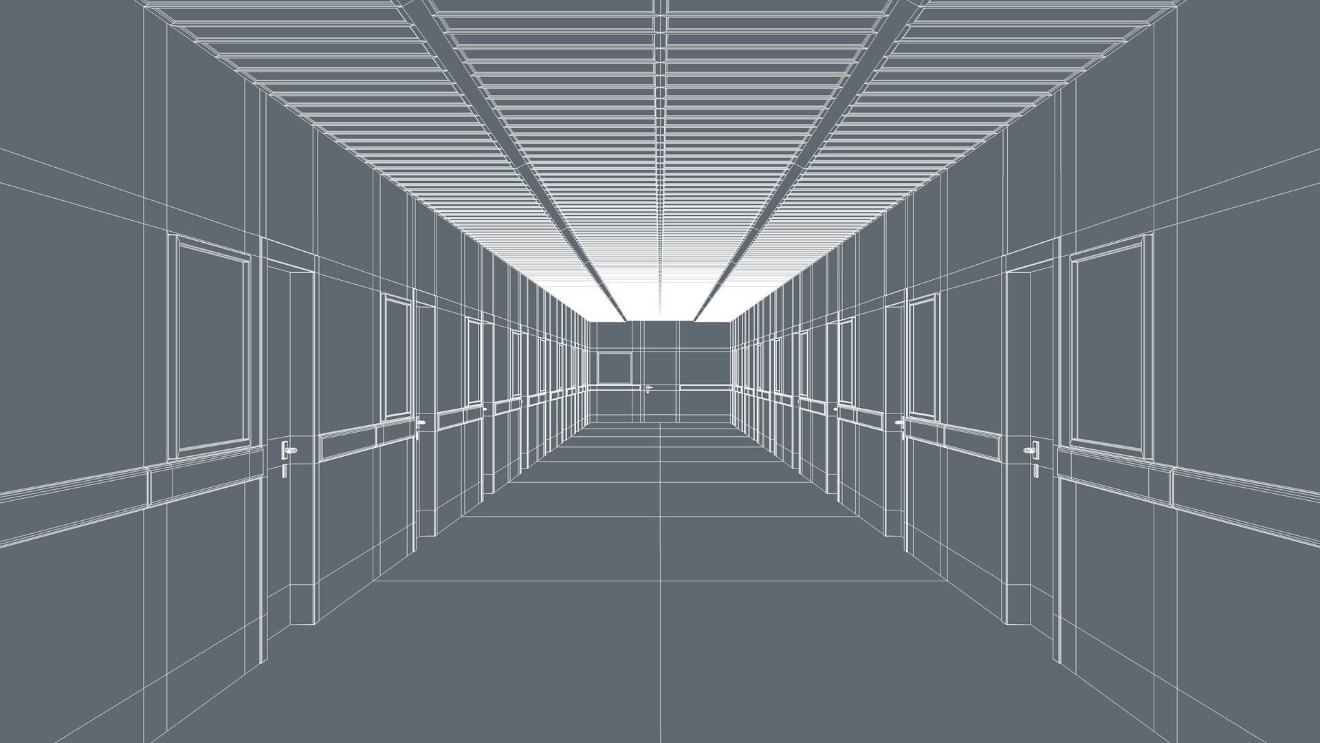  Hospital Hallway Corridor 3D model_5