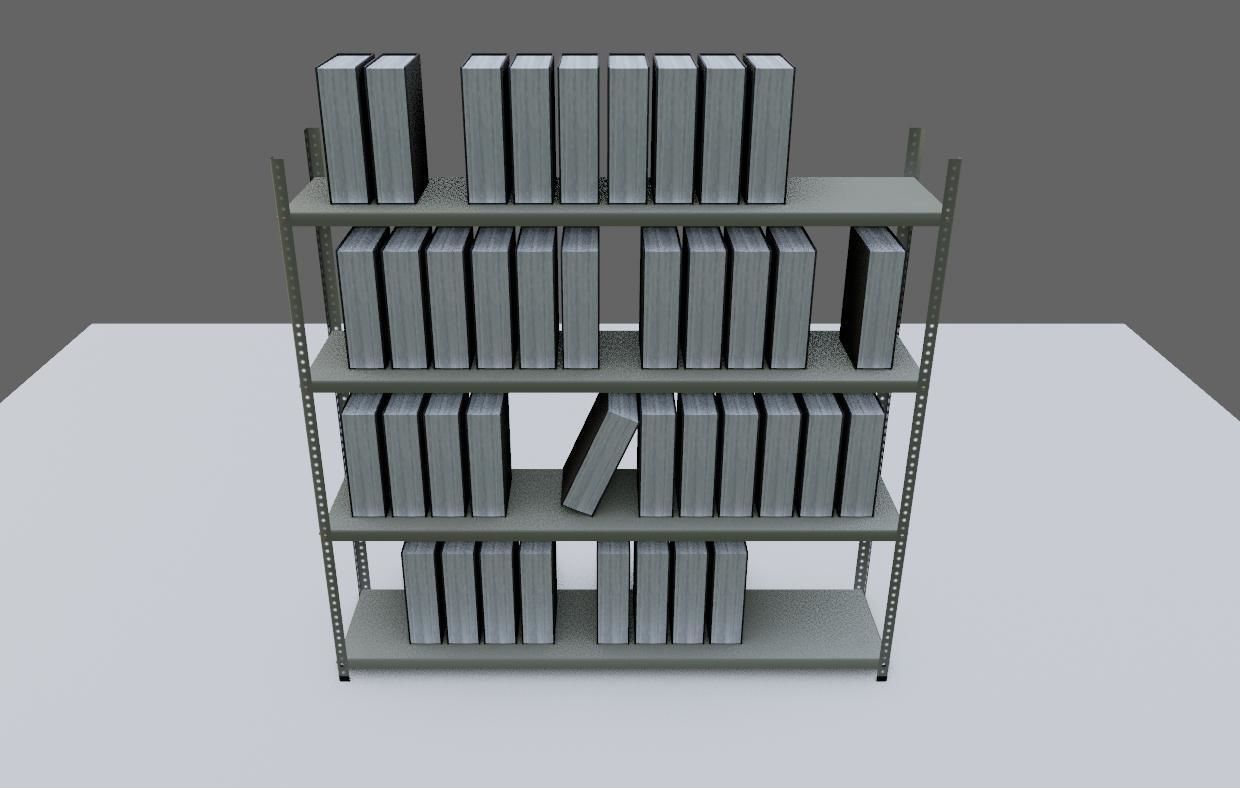 Metal Bookcase with Archives - Files - Books - Estante Low-poly 3D model_11