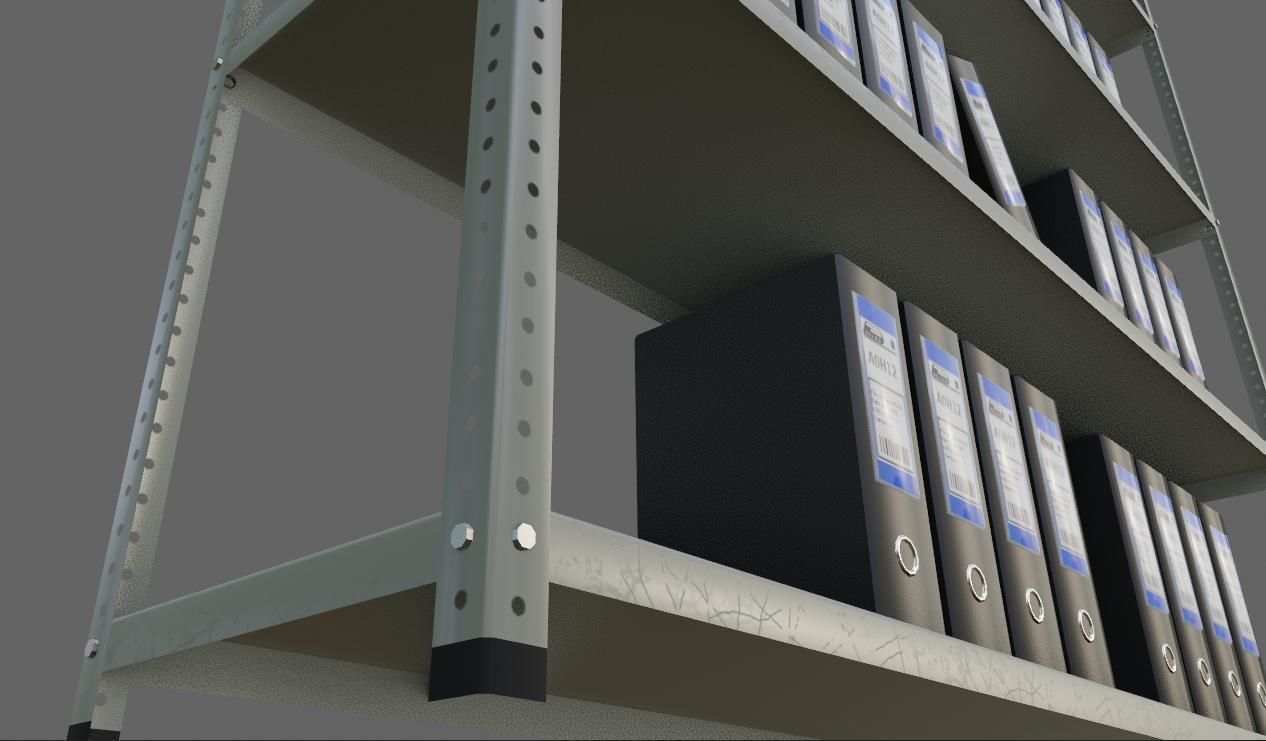 Metal Bookcase with Archives - Files - Books - Estante Low-poly 3D model_29