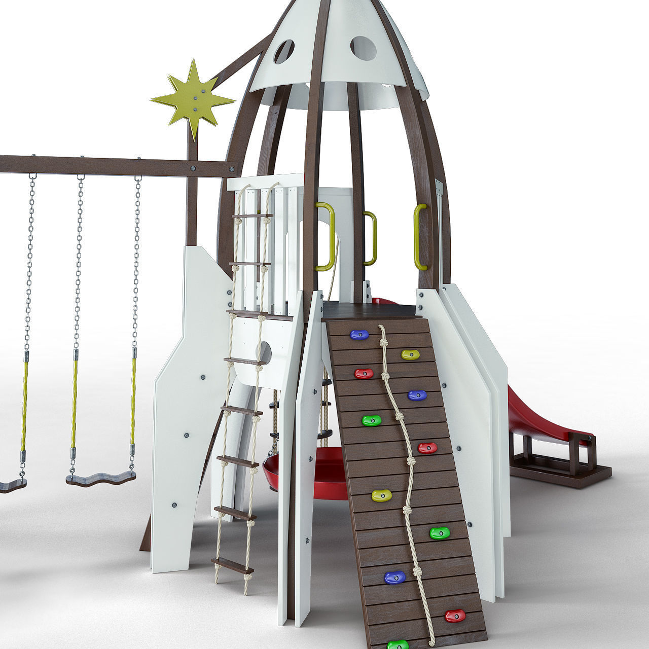 Children slide Rocket 3D model_4