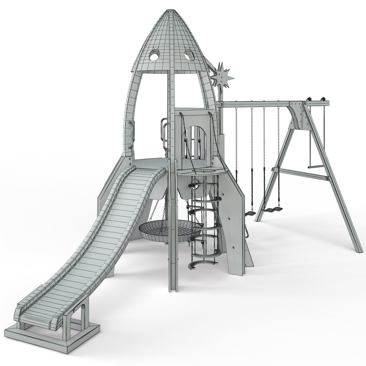 Children slide Rocket 3D model_7