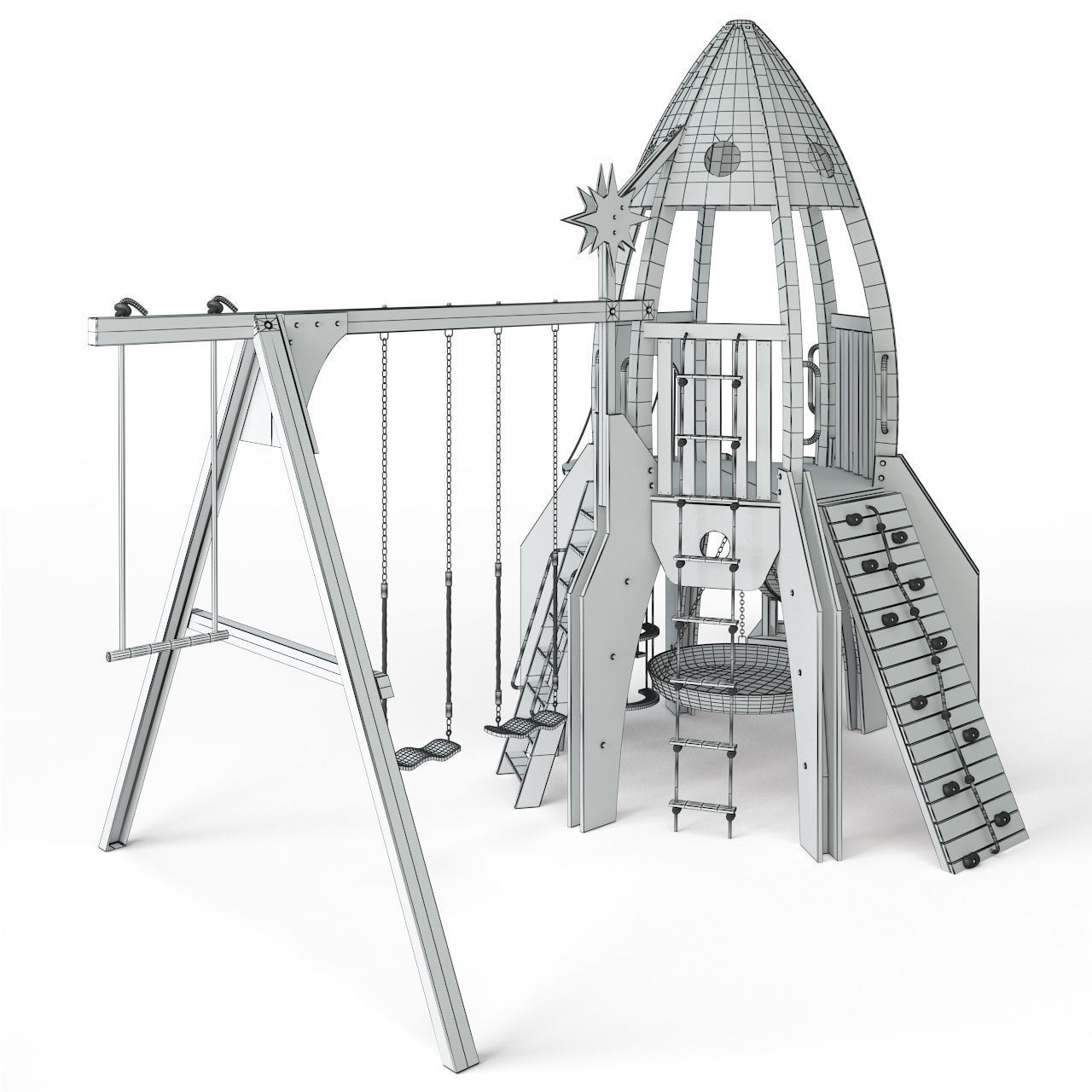 Children slide Rocket 3D model_6