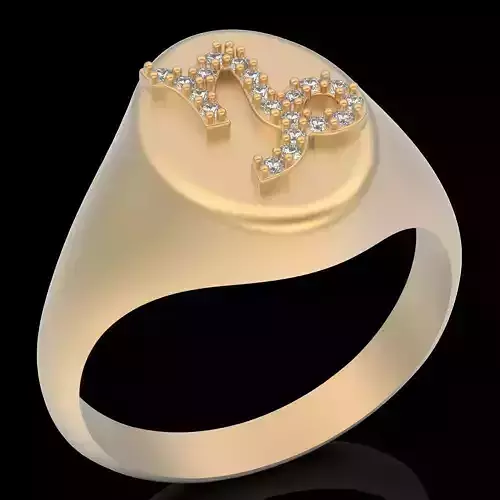 Capricorn Goat zodiac ring gold printable jewelry 3D model