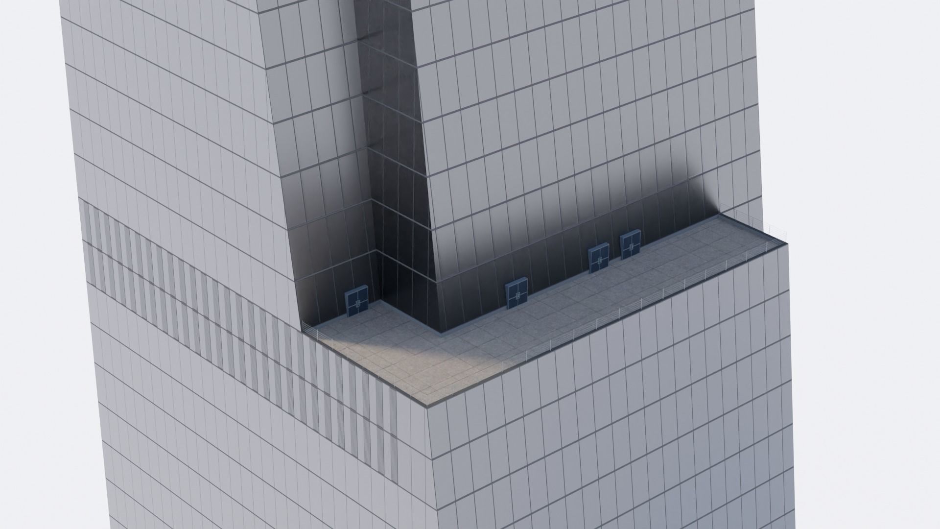 10 Hudson Yards Building Low-poly 3D model_6