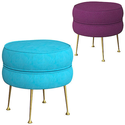 Pietro Mid Century Round Ottoman 3D model