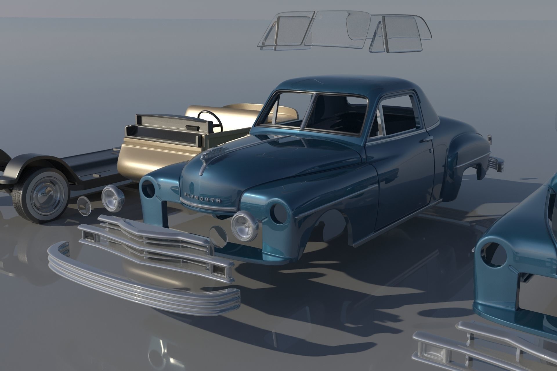 Plymouth Business Coupe 1949 3D print model_14