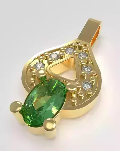 Pendant with oval gem 3D print model