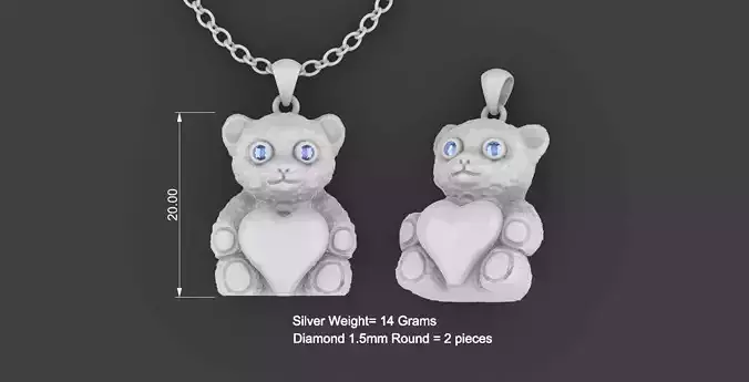 Teddy Bear Pendant Design 3D print model