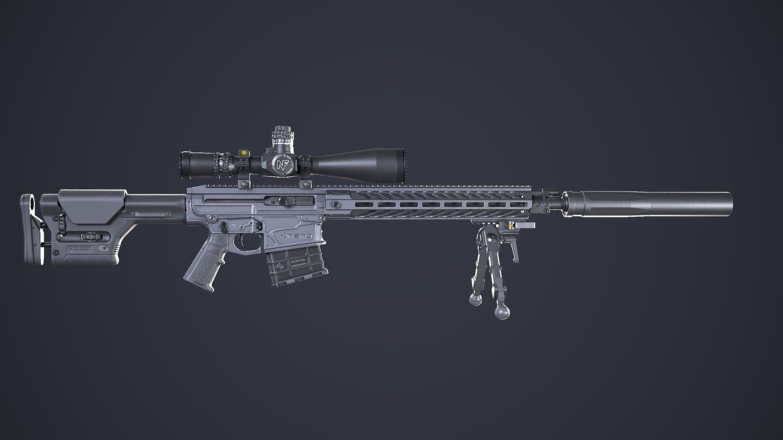 Sniper Rifle OMEN  300 WIN MAG Low-poly 3D model_12