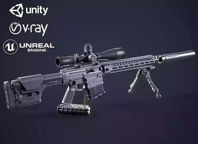 Sniper Rifle OMEN  300 WIN MAG Low-poly 3D model
