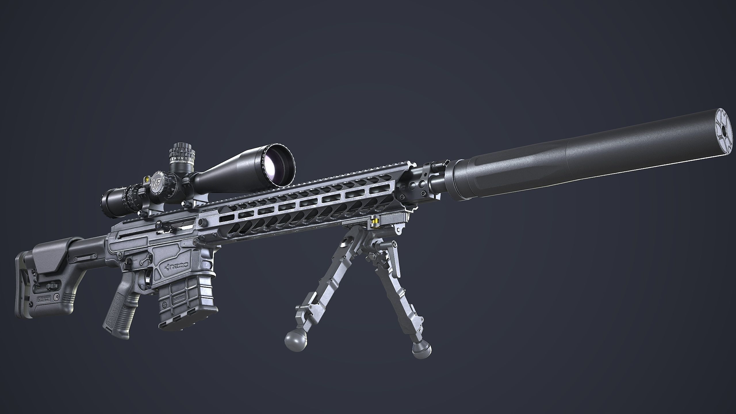 Sniper Rifle OMEN  300 WIN MAG Low-poly 3D model_2