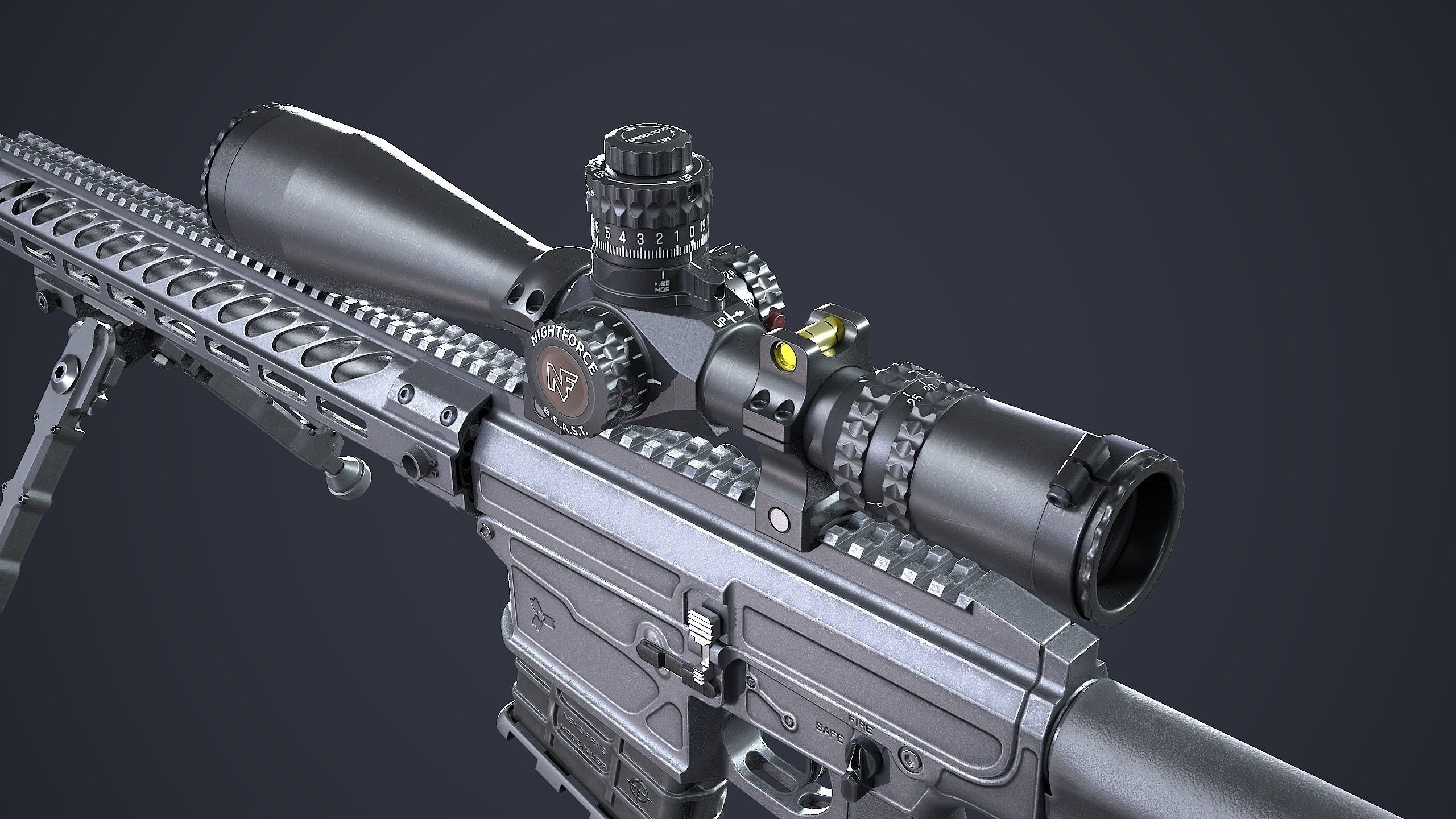 Sniper Rifle OMEN  300 WIN MAG Low-poly 3D model_9