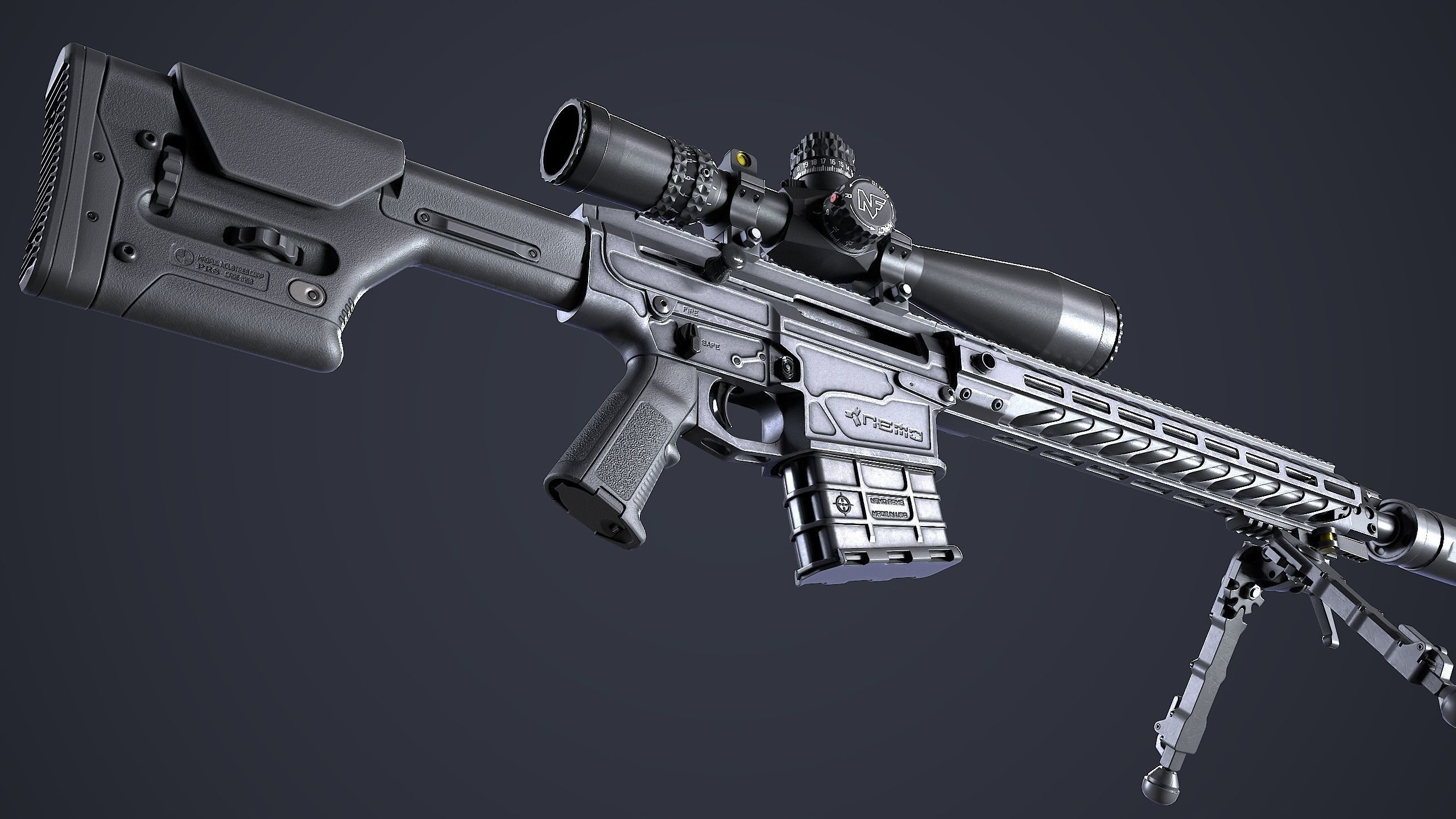 Sniper Rifle OMEN  300 WIN MAG Low-poly 3D model_5