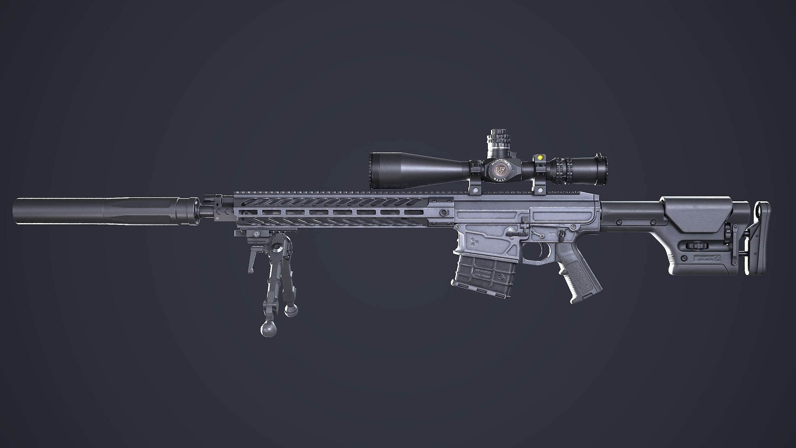 Sniper Rifle OMEN  300 WIN MAG Low-poly 3D model_13
