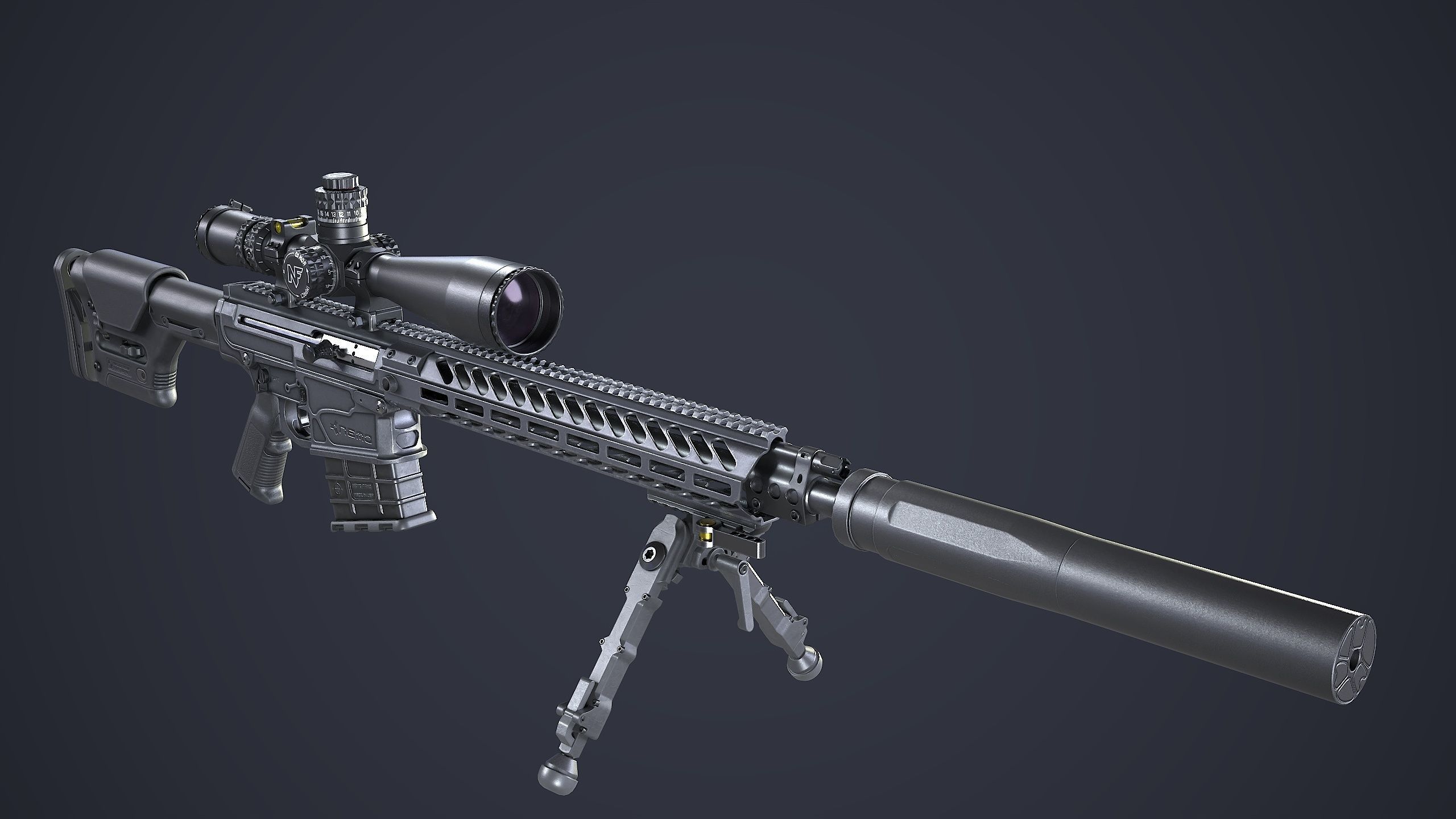 Sniper Rifle OMEN  300 WIN MAG Low-poly 3D model_3