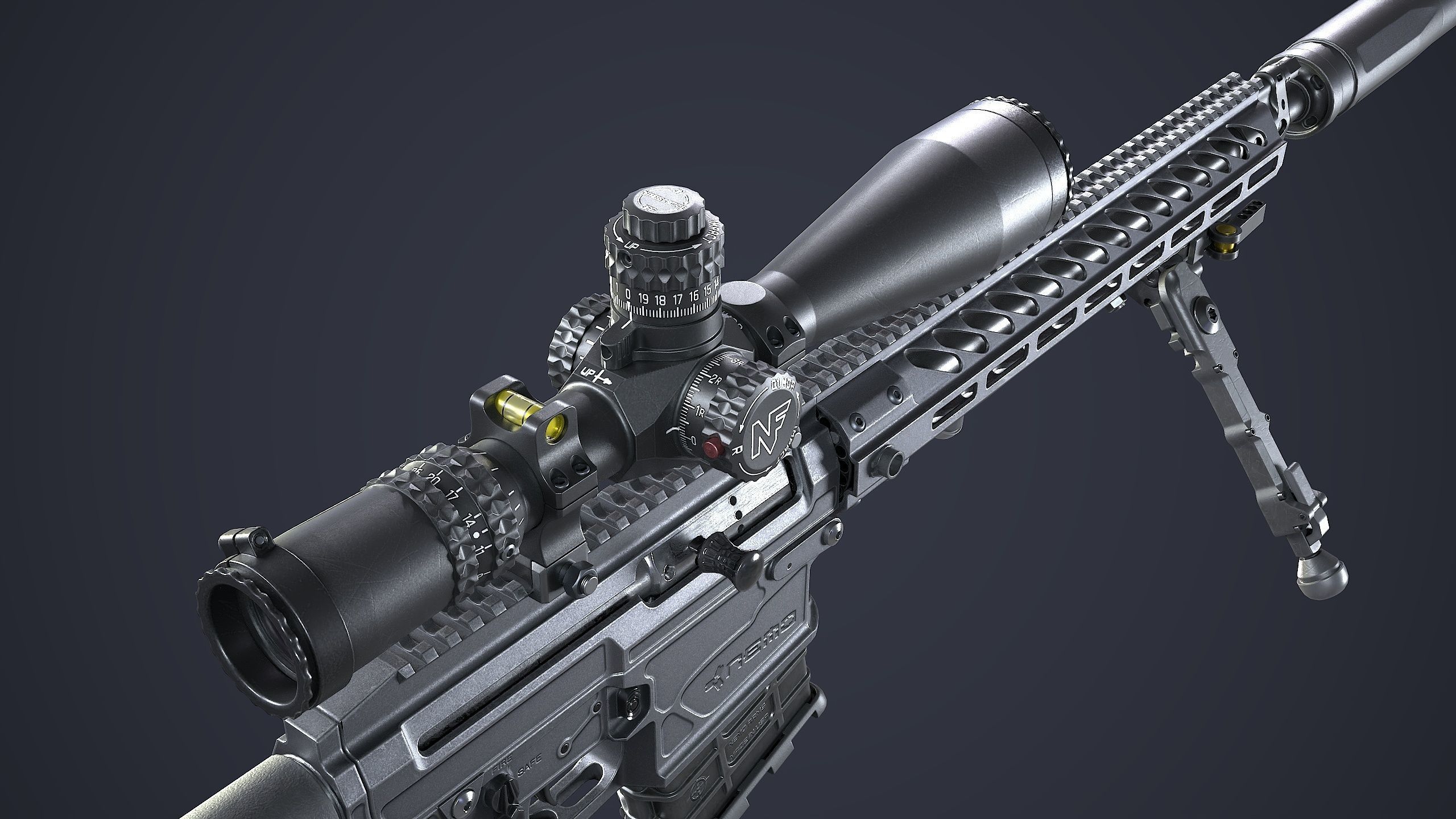 Sniper Rifle OMEN  300 WIN MAG Low-poly 3D model_1