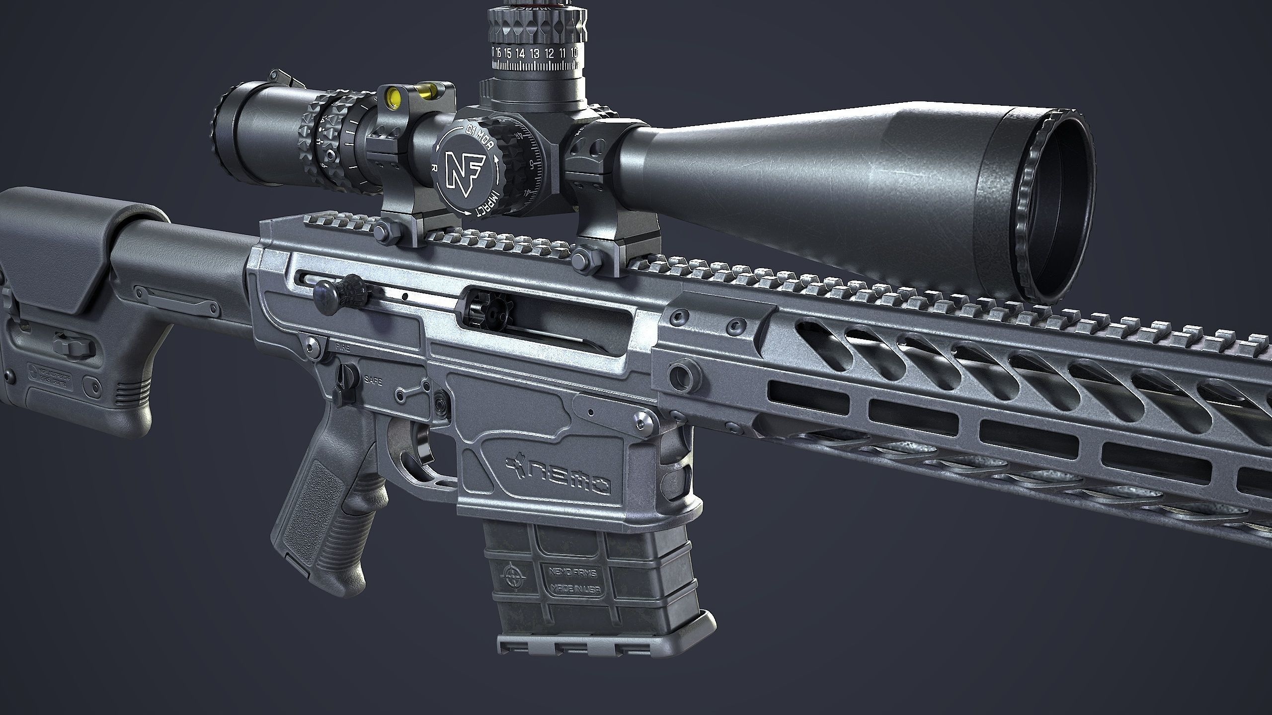 Sniper Rifle OMEN  300 WIN MAG Low-poly 3D model_6