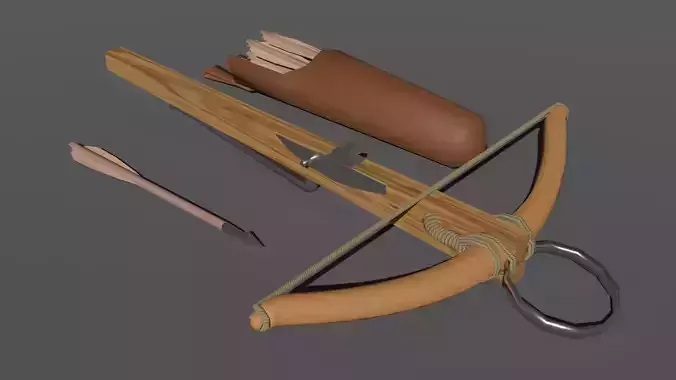 Crossbow bow and arrow Low-poly 3D model