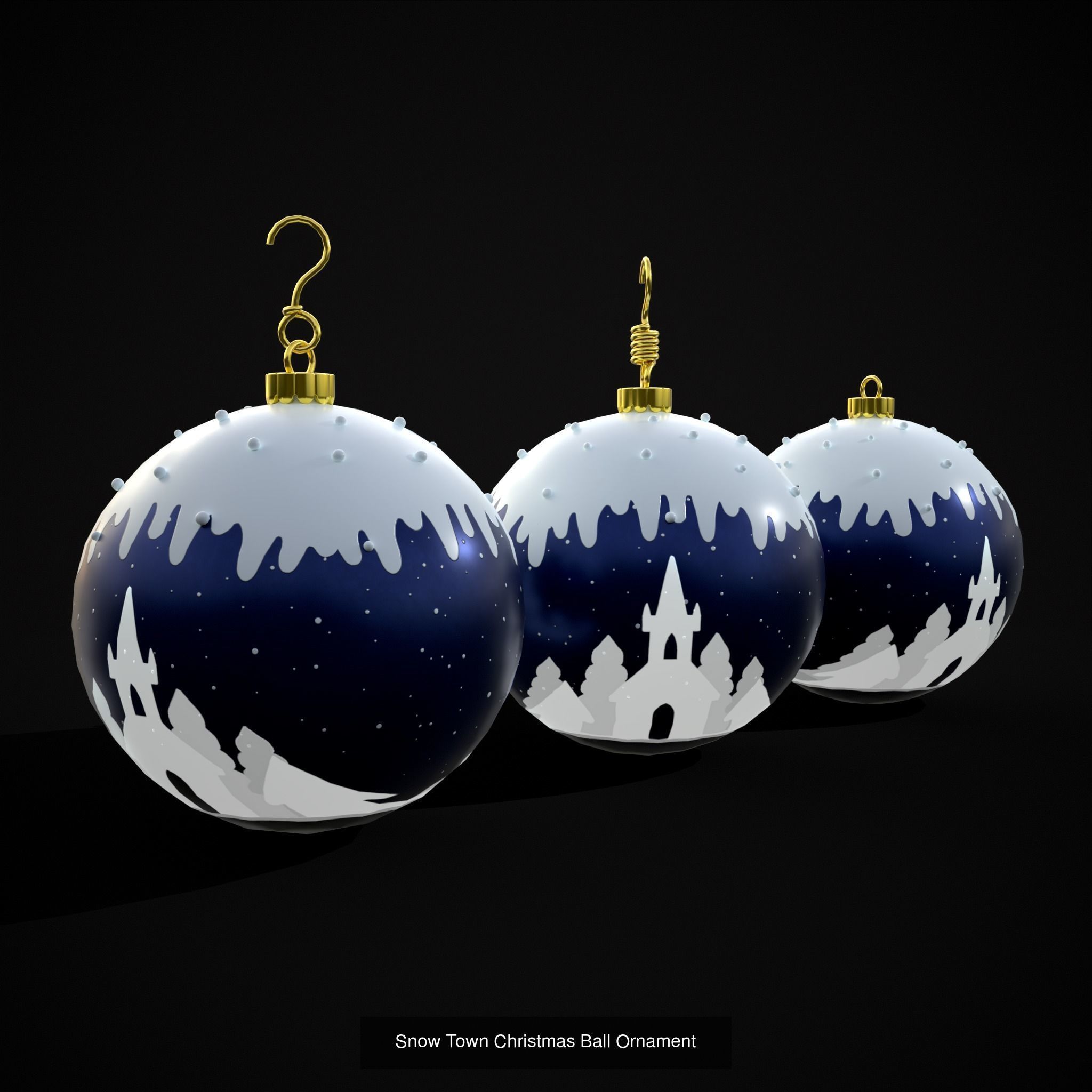 Christmas Six Decorative Balls  3D Model Collection_11
