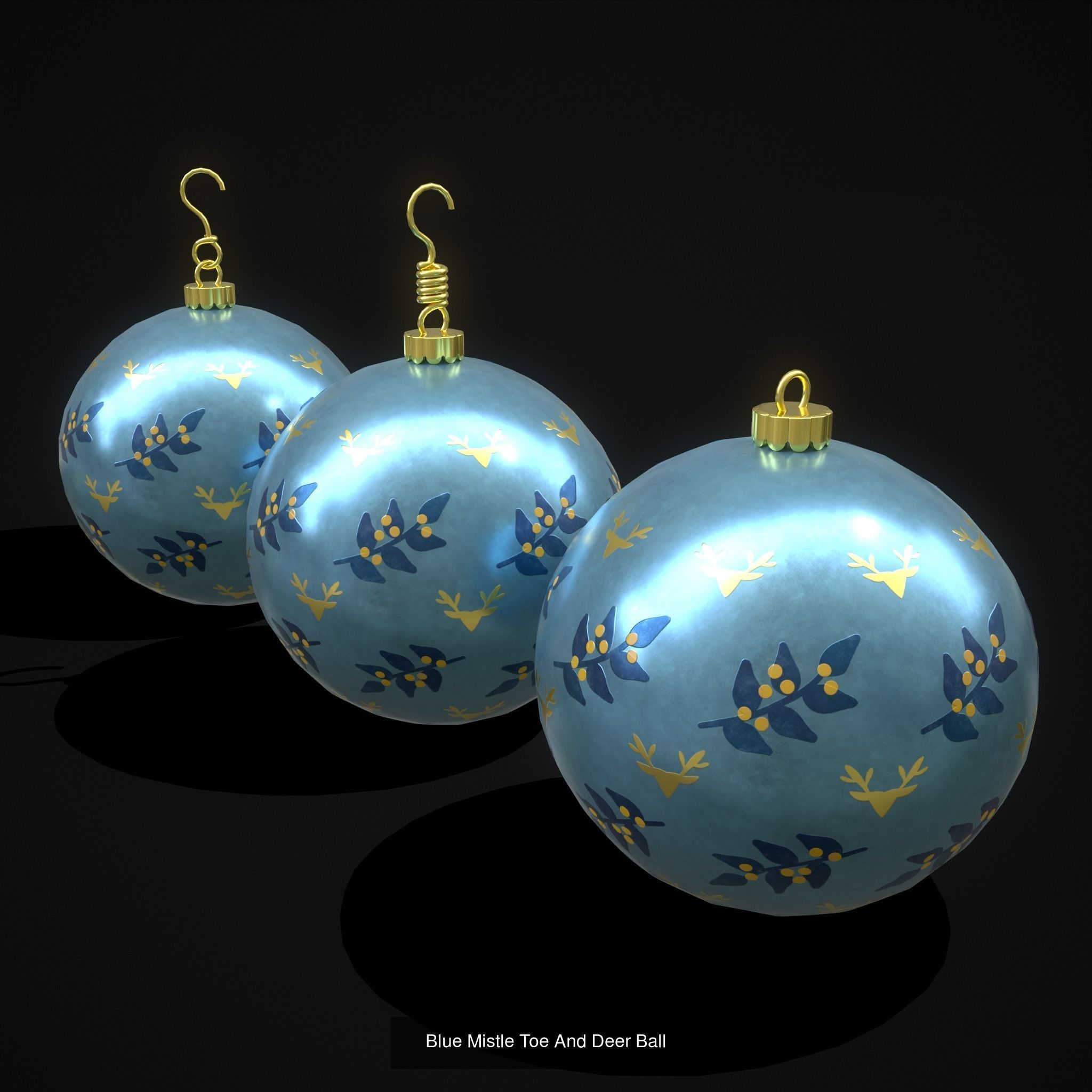 Christmas Six Decorative Balls  3D Model Collection_14