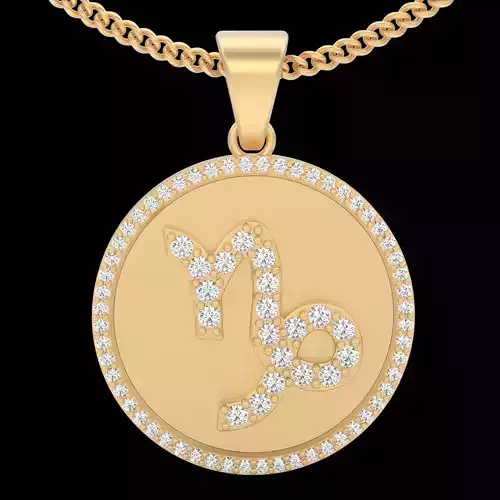 Capricorn Goat zodiac pendant gold printable jewelry 3D model