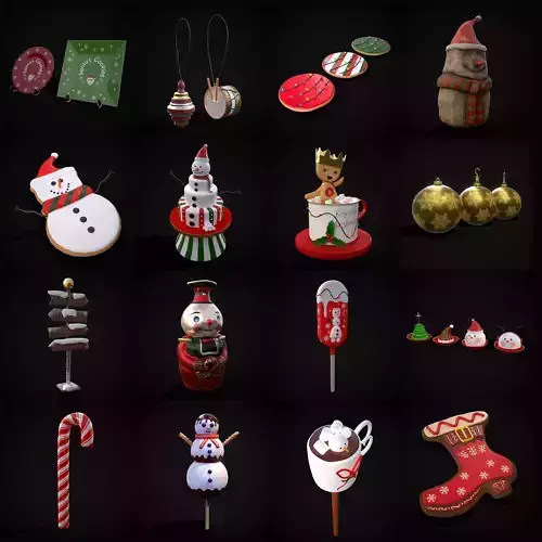 Christmas Prop Mix Fourteen 3D Model Collection