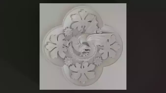 Decoration with framed dragon and leaves 