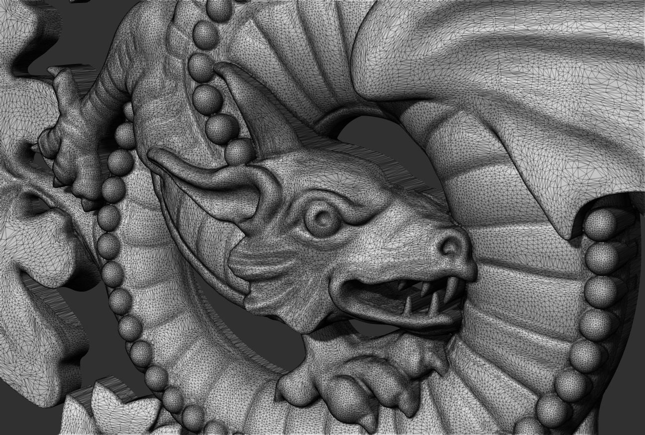 Decoration with framed dragon and leaves 3D model_15