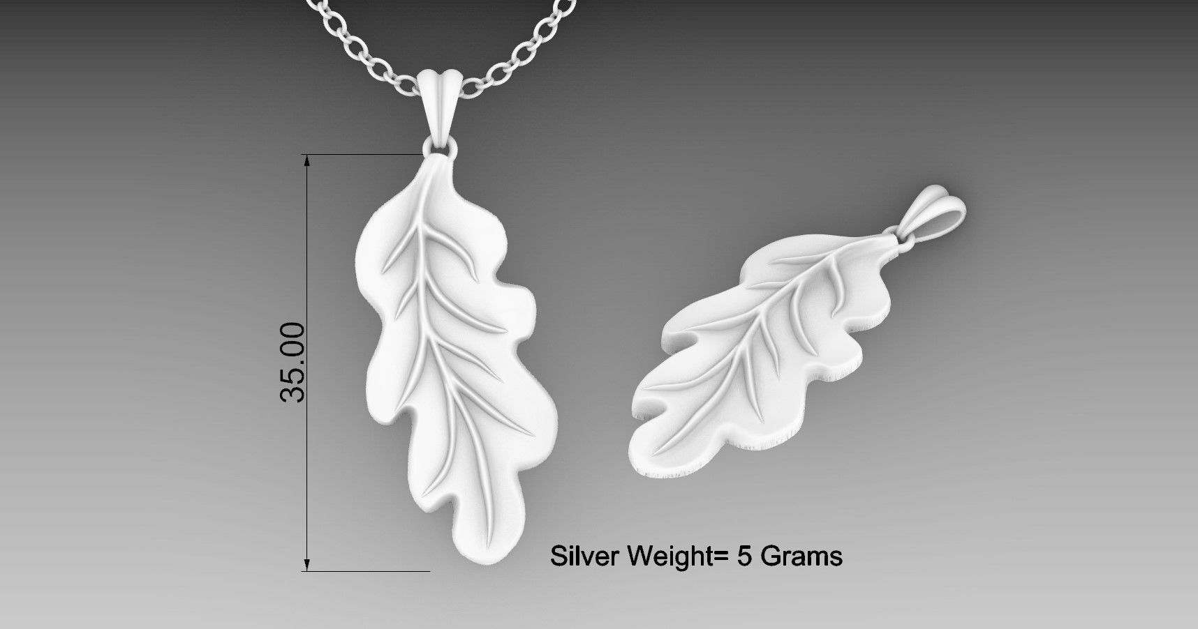Leaf Pendant Design For Silver Casting 3D print model_1