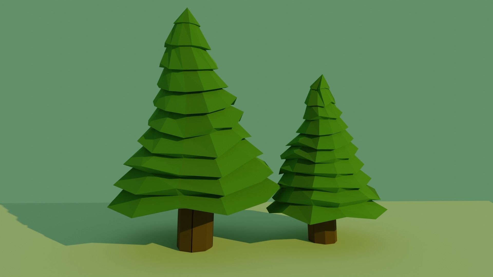 Pack x5 LowPoly Forest tree  Low-poly 3D model_4