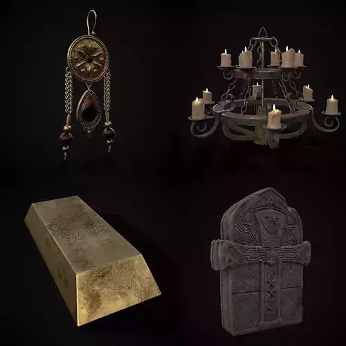 Medieval Prop Mix Thirty Two 3D Model Collection