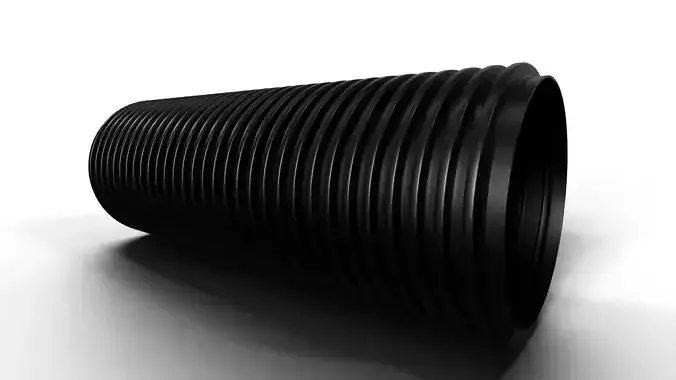 4 Foot by 1 Foot Black Corrugated Tube Free 3D model