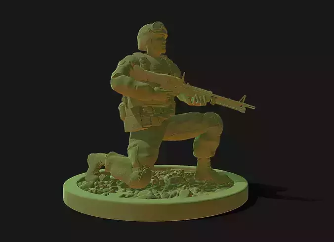 75th Ranger Crouching - US Army 3D print model