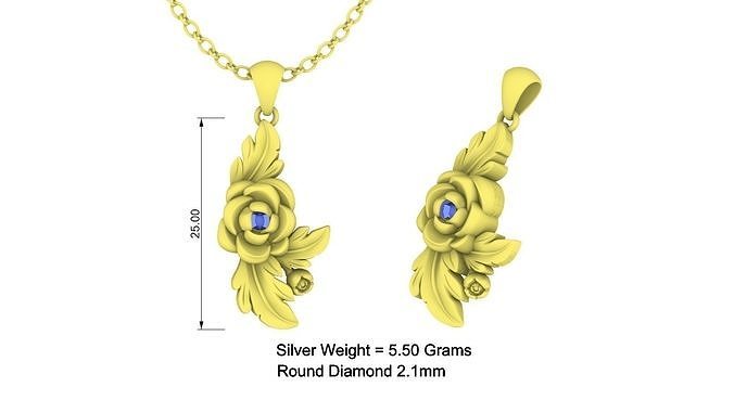 Rose Silver Pendant Design 3D print model