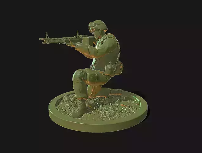 75th Ranger Crouching Aiming - US Army 3D print model