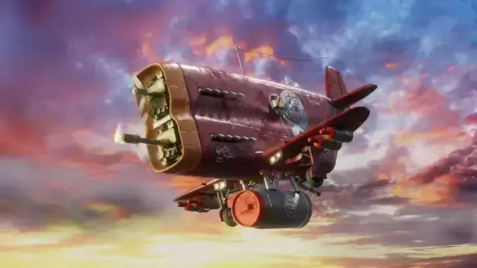 High-Poly Cartoon Plane Free 3D model