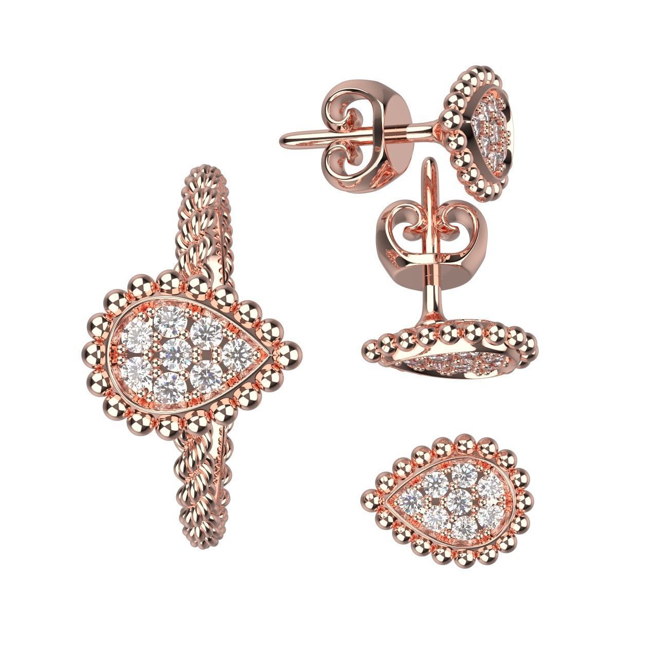 Ring and Studs XS 3D print model_1