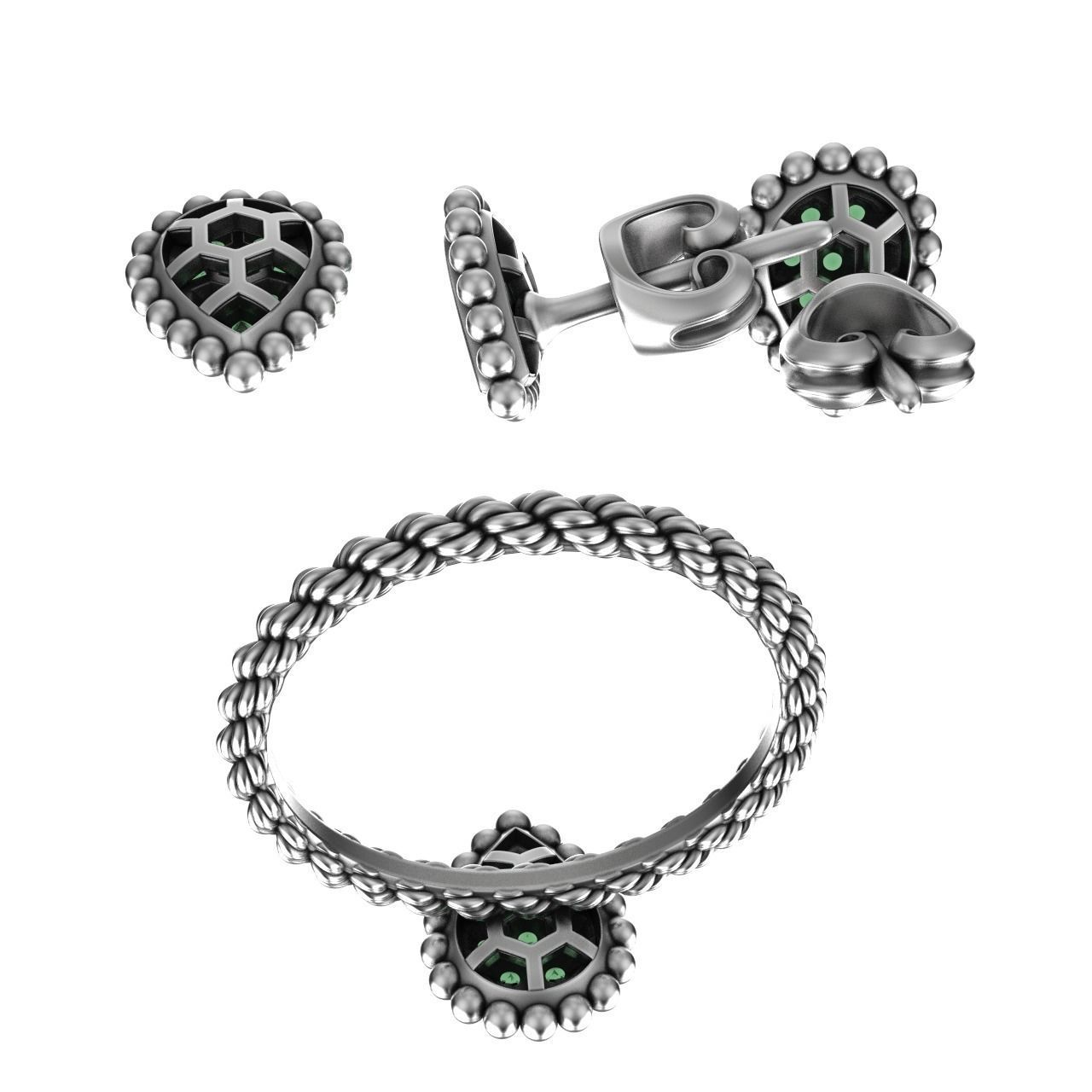 Ring and Studs XS 3D print model_6