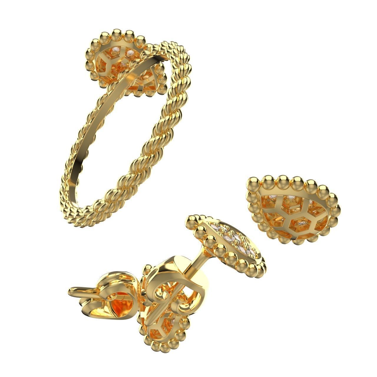 Ring and Studs XS 3D print model_2