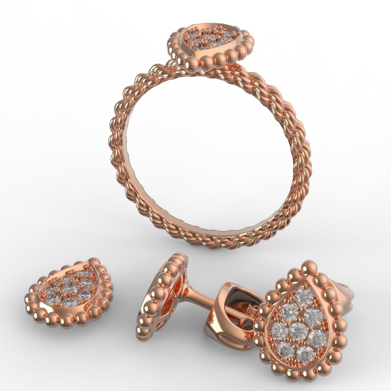 Ring and Studs XS 3D print model_3