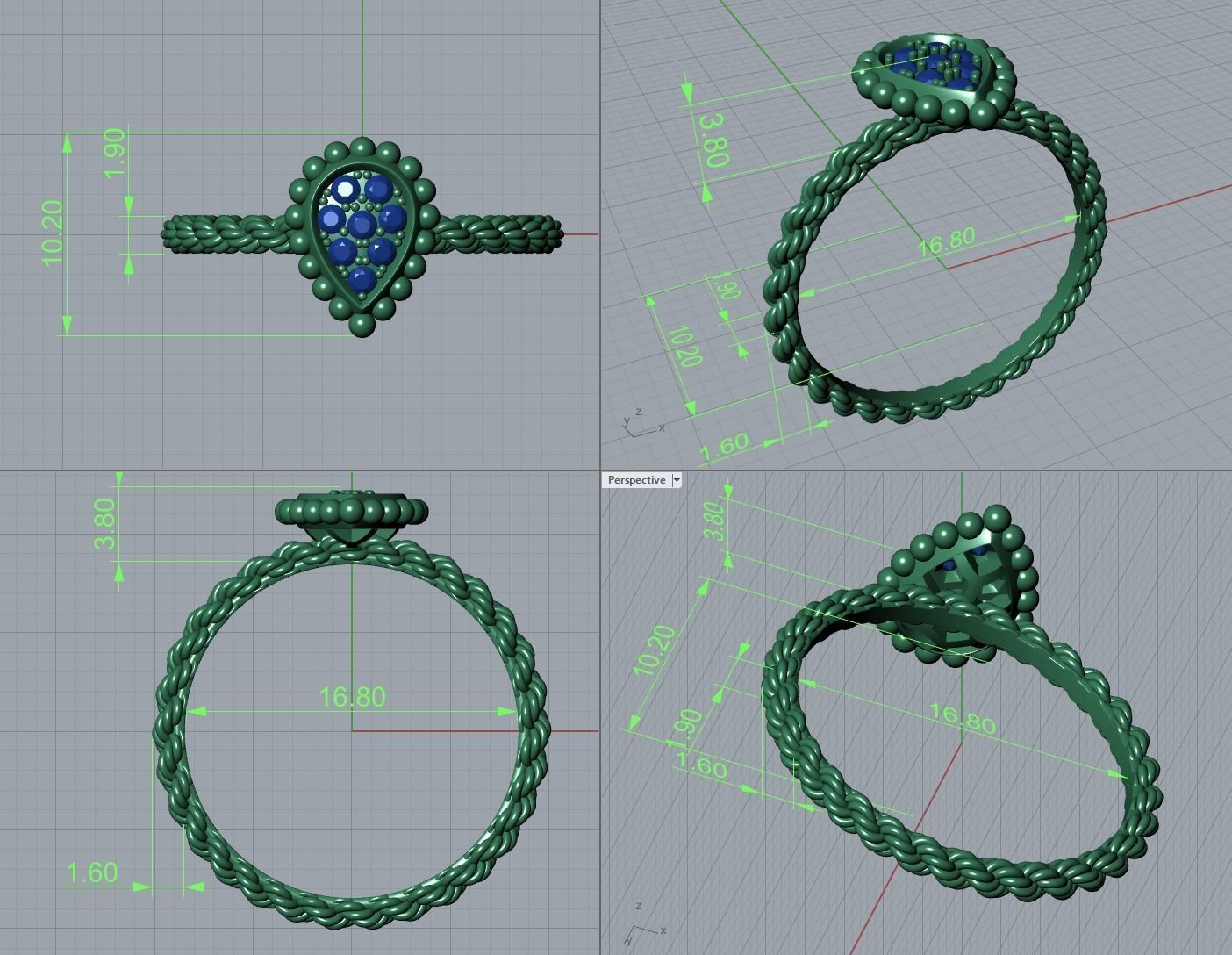 Ring and Studs XS 3D print model_7