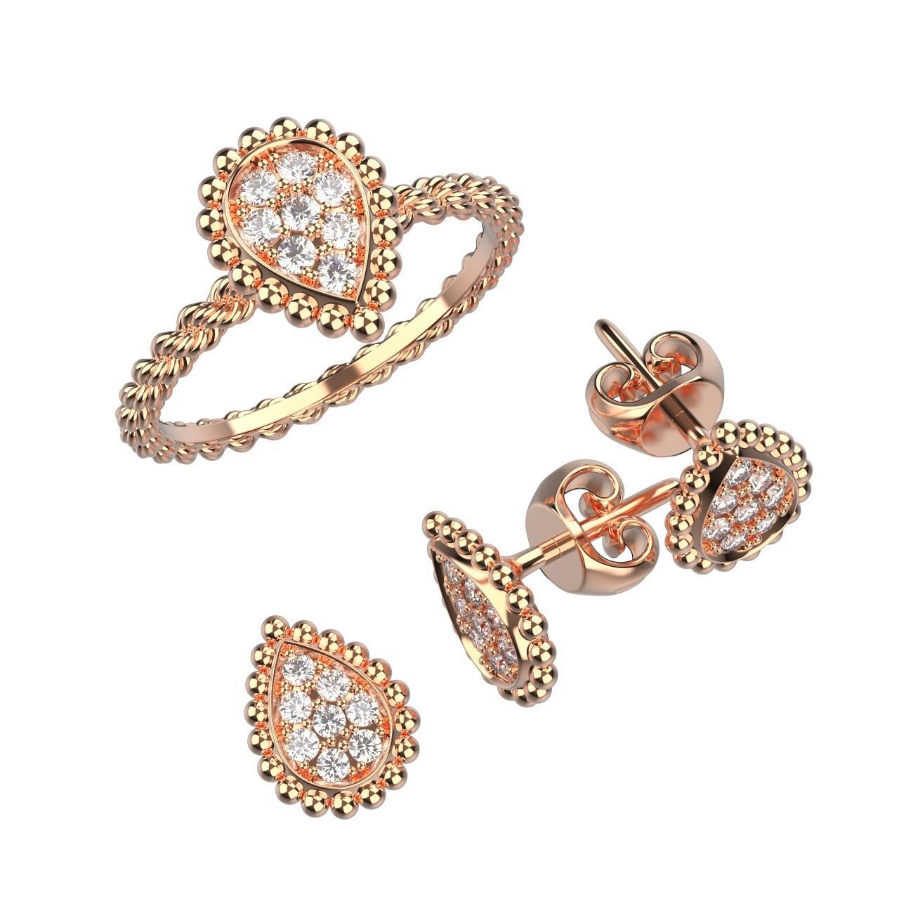 Ring and Studs XS 3D print model_4