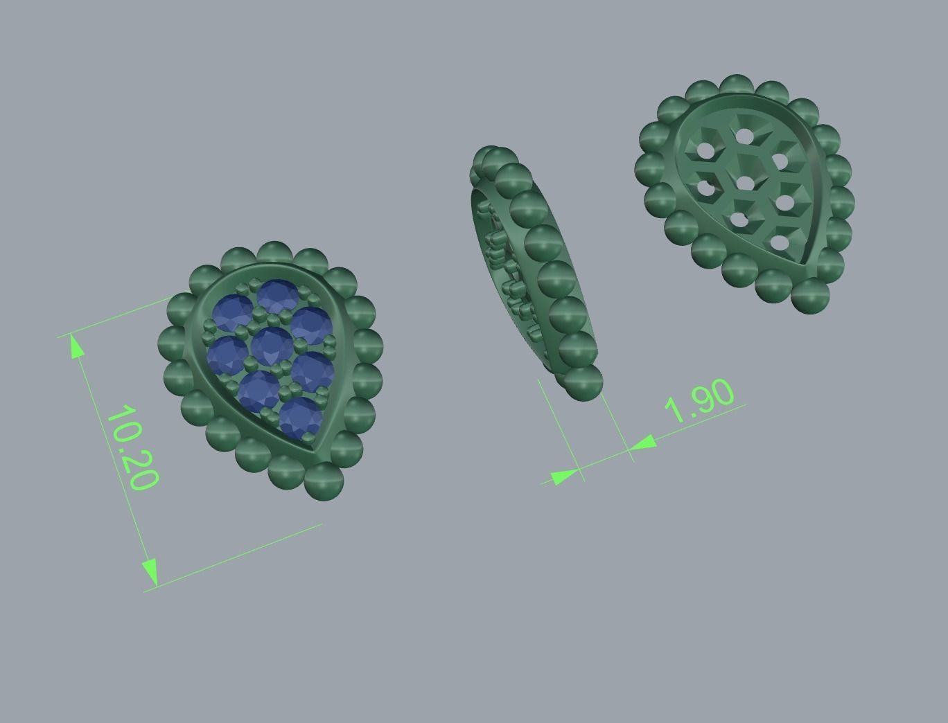 Ring and Studs XS 3D print model_12