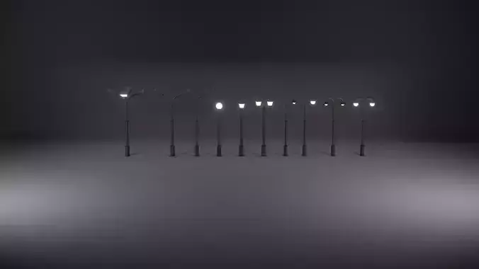 Low Poly Street Lights Low-poly 3D model