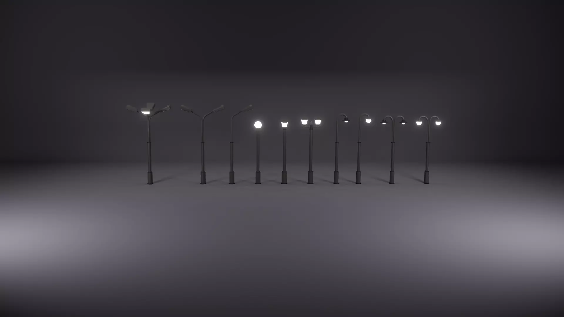 Low Poly Street Lights Low-poly 3D model_0